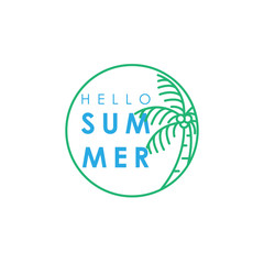 Summer time holiday illustration with line art style vector. can be used as logo and label design.