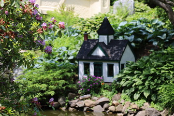 house in garden, Halifax public gardens in summer, no people