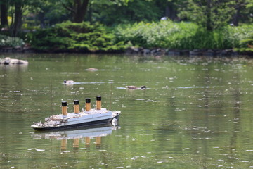 boat on the lake, Halifax public gardens in summer, no people