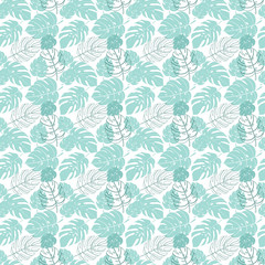 Seamless pattern with tropical monstera leaves