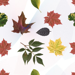 seamless pattern made of green leaves on abstract background