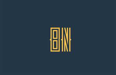 blue yellow BN B N alphabet letter combination logo icon design
