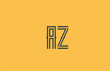 blue yellow AZ A Z alphabet letter combination logo icon design