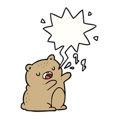 cartoon bear singing a song and speech bubble