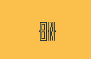blue yellow BN B N alphabet letter combination logo icon design