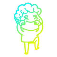 cold gradient line drawing cartoon friendly man