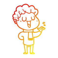 warm gradient line drawing cartoon man talking