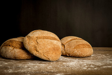 fresh bread on wooden table