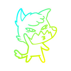cold gradient line drawing clever cartoon fox
