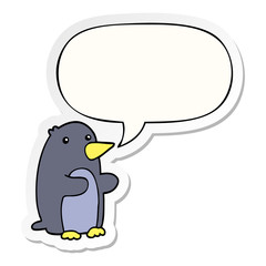 cartoon penguin and speech bubble sticker