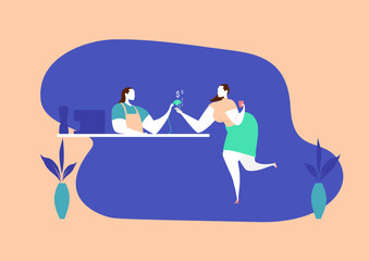 Smartphone shopping concept.Girl use smart phone scan qr code and pay coffee.