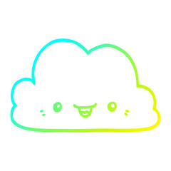 cold gradient line drawing cute cartoon cloud