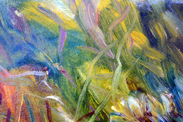 Abstract modern painting. Painting painted with a palette knife on canvas with oil paints in a large stroke.