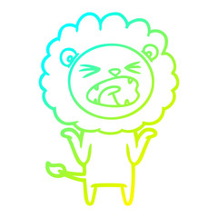 cold gradient line drawing cartoon lion