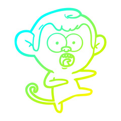 cold gradient line drawing cartoon shocked monkey
