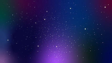 星がキラキラ光る夜空、宇宙のイラスト　パープル