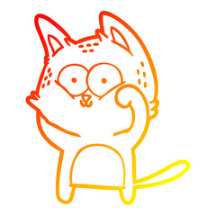 warm gradient line drawing cartoon cat being cute