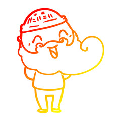 warm gradient line drawing happy bearded man