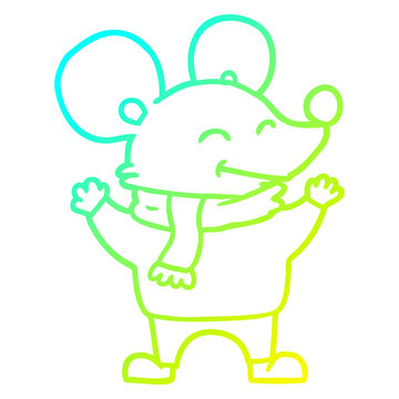 cold gradient line drawing cartoon mouse