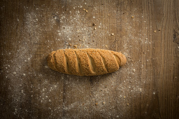 bread on wood top view