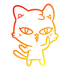 warm gradient line drawing cartoon cat