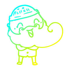 cold gradient line drawing happy bearded man