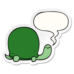 cute cartoon tortoise and speech bubble sticker