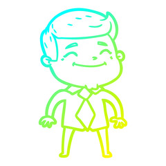 cold gradient line drawing happy cartoon businessman