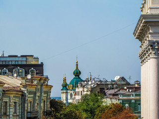 View of Kiev, Ukraine. In the background, St. Andrew Church.