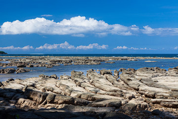 Rock formations at beach in tip of Borneo