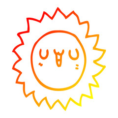 warm gradient line drawing cartoon sun