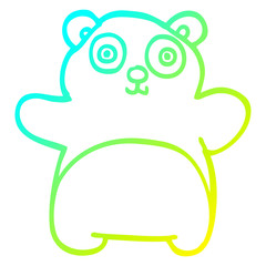 cold gradient line drawing cartoon happy panda