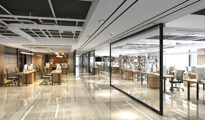 3d render of modern open office