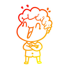 warm gradient line drawing cartoon happy man