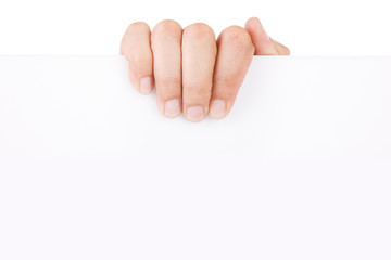 Hand Grab Whtie Card Board. COPY SPACE