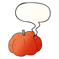 cartoon pumpkin and speech bubble in smooth gradient style