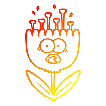 recommend clip art: warm gradient line drawing cartoon shocked flower
