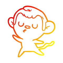 warm gradient line drawing cartoon monkey