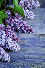 vertical version  lilac flowers on vintage colored wood boads