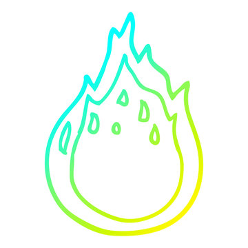 cold gradient line drawing cartoon fire