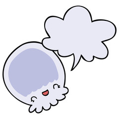 cartoon jellyfish and speech bubble