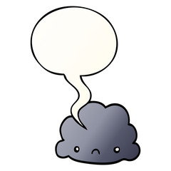 cartoon cloud and speech bubble in smooth gradient style