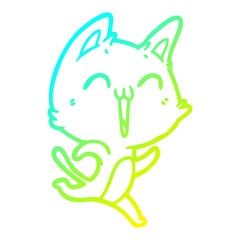 cold gradient line drawing happy cartoon cat