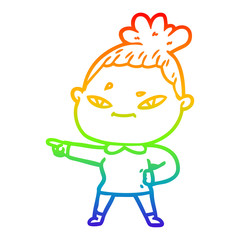 rainbow gradient line drawing cartoon woman