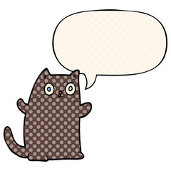 cartoon cat and speech bubble in comic book style