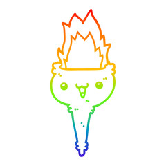 rainbow gradient line drawing cartoon flaming chalice