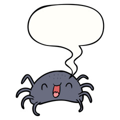 cartoon halloween spider and speech bubble