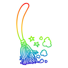 rainbow gradient line drawing halloween witches broom