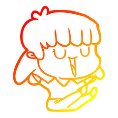 warm gradient line drawing cartoon woman