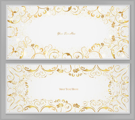 Vector greeting card with gold ornaments and place for text.